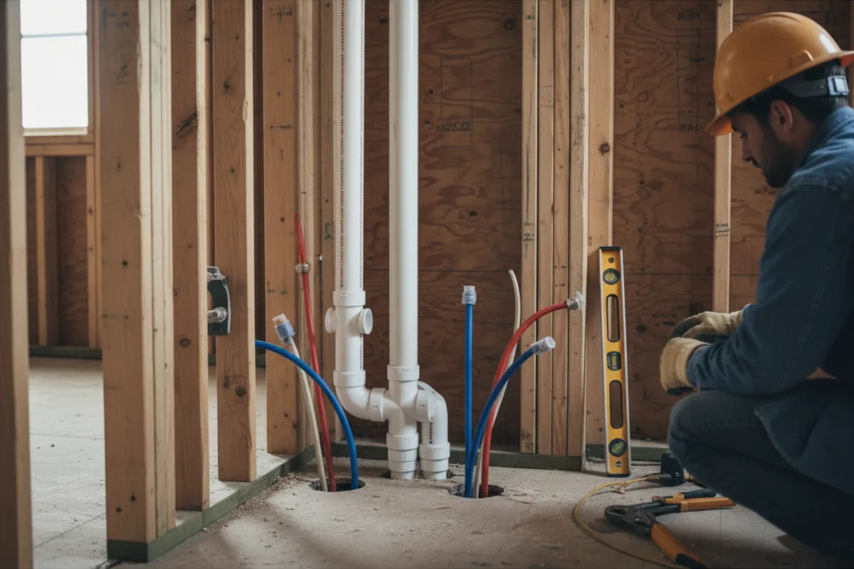 Drain and supply rough-in during Drain Cleaning in Santa Ynez