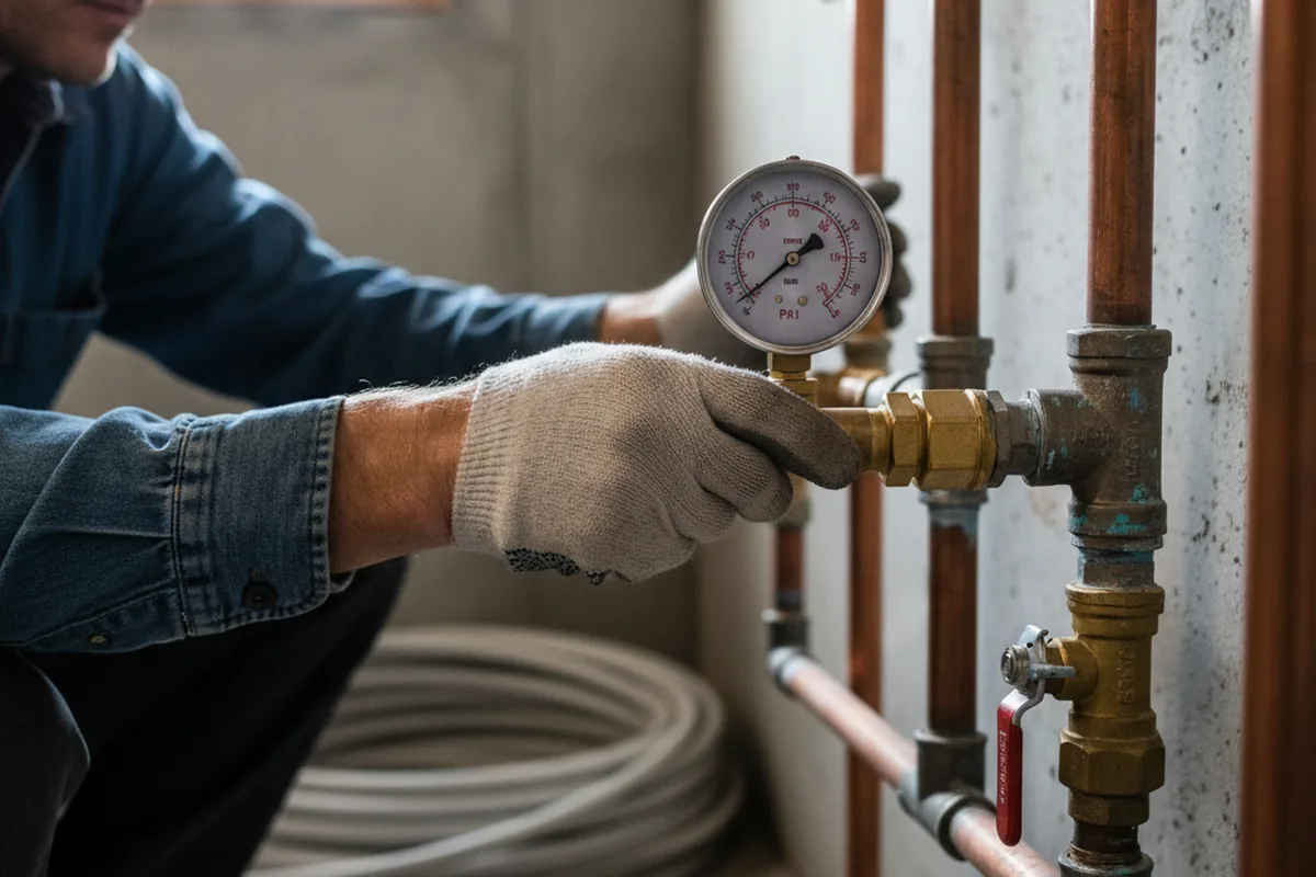 Pressure testing a repaired line during Water Line Repair in Santa Ynez